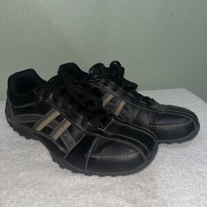 SKECHERS CITYWALK MALTON OXFORD SNEAKERS MENS SZ 11 BLACK/TAN SN 64455 LEATHER